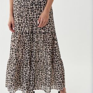 Joseph Ribkoff Black and White Tiered Wide Leg Pant